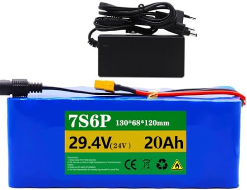 Batería 24V (29,4V), 24V 10Ah, 24V 12Ah, 24V 15Ah, 24V 20Ah, Batería De Iones De Litio Recargable para Bicicleta Eléctrica para Motor De 200 W 500 W con BMS Y con Cargador XT60,24V 10Ah