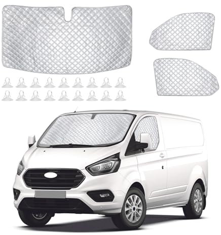 Fenster-Frontscheibenabdeckung für Ford Transit Custom, 3-teiliges Sonnenschutz-Set, interne thermische Jalousie für Ford Transit Custom