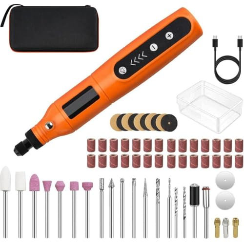 SBR Legacy Mini Cordless Rotary Tool Kit, 5-Speed and USB Charging with 61 Accessories, Multi-Purpose 3.7V Power Rotary Tool for Sanding, Polishing, Drilling, Etching, Engraving, DIY Crafts
