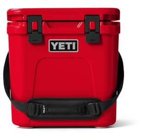 YETI Roadie 24 Hard Cooler with DoubleDuty Shoulder Strap and Drain Plug, Rescue Red