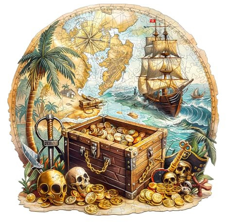 Wooden Puzzles for Adults, 290pcs Golden Voyage Wood Puzzle, Unique Animal Shape Puzzles with Wood Box, 34x33.4cm Wooden Puzzle for Family Game and Birthday Gifts for Friend