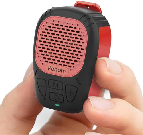 Penom Enceinte Bluetooth étanche sans fil à clipser non magnétique avec microphone intégré pour musique/appels mains libres, convient pour le lieu de travail et une utilisation en extérieur (orange)