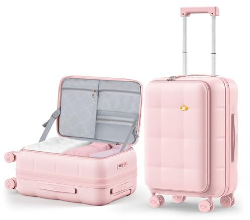 MGOB Valise cabine de 50,8 cm, valise de cabine rigide en PC, bagages de cabine extensibles et légers, serrure TSA intégrée avec 4 roues pivotantes doubles, rose, S, Bagage extensible GM10T
