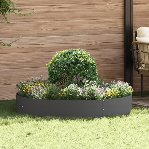 Grand pot de fleurs en métal noir avec finition mate, design circulaire, 120 cm de diamètre, utilisation en extérieur