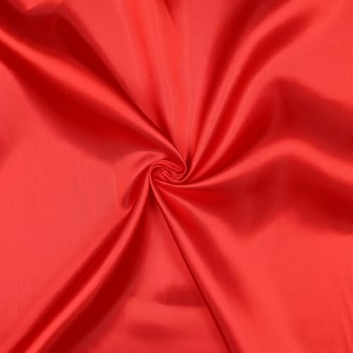 VmG-Store Satin Stoff 2m x 146cm Coupon Satinstoff Keine Meterware seidig Polyester zum Nähen glänzender Dekostoff für Kleidung Vorhänge Kostüme Damen Kleid Rock (005 Rot)