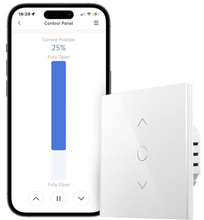 Meross Interruptor de persiana WiFi inteligente, 1% de control de precisión, requiere cable neutro, control de programación y fuera de línea, compatible con Alexa/Google/SmartThings, 80 × 80 mm, 1