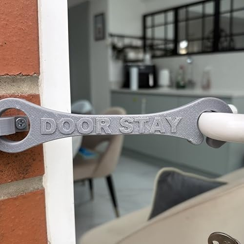 Bi-Fold Door Stay – Hook & Eye Latch Style Door Holder & Restraint – Holds Bi-Fold Doors Open Securely – Controlled Opening for Ventilation & Pet Access