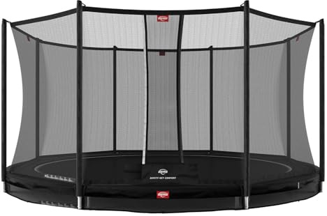 BERG Favorit InGround Gartentrampolin | Outdoor Bodentrampolin rund für Kinder | inkl. Sicherheitsnetz Comfort | AirFlow für 50% mehr Sprungkraft