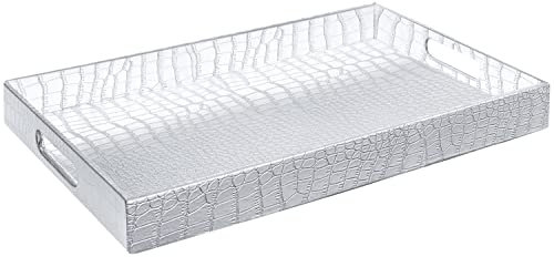 Vassoio in argento decorativo moderno rettangolare 45x30x5 cm