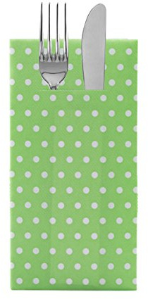 Sovie HOME Besteckserviette IRIS in APFELGRÜN, Linclass® Airlaid, 40 x 40 cm, 1/8 Falz, 12 Stück, weiß gepunktetes Design auf apfelgrünem Hintergrund, Ideal für Geburtstage, Gartenpartys