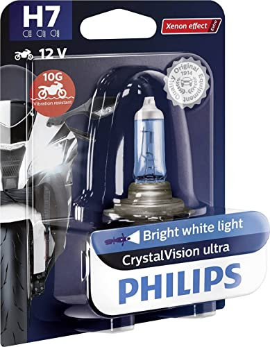 Philips 12972CVUBW Crystalvision Ultra Moto H7 Motorrad-Scheinwerferlampe, 1 Stück