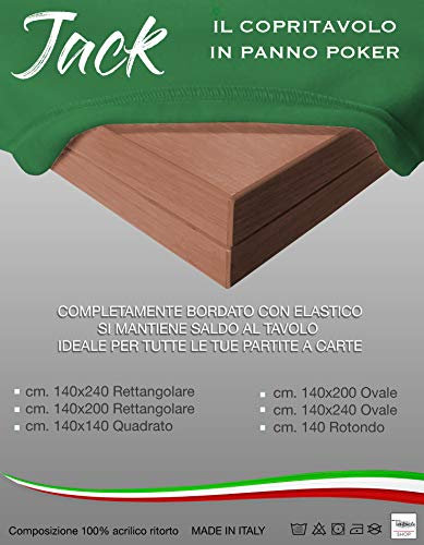 Tischbelag Tuch Spiel Pokerkarten GRÜN/Tisch gedrehter Qualität Extra – cm. 140 x 240