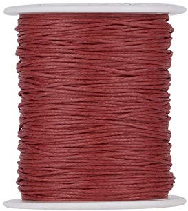 PandaHall, Cordoncino in cotone cerato, 100 m/ rotolo di corda di cotone intrecciato da 1 mm per la creazione di gioielli fai da te (rossa)