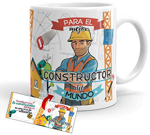 Kembilove Taza de Café del Mejor Constructor del Mundo – Taza de Desayuno para la Oficina – Taza de Café y Té para Profesionales – Tazas Profesiones de Constructor, Abogados, Policías