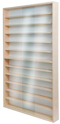 Alsino Sammlervitrine Hängevitrine für Uhren Modellautos Uhren Figuren Vitrine Spur HO & N Regal H0 60-90 cm 12 Fächer (V-70.12)