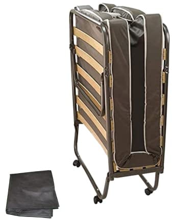 Tomaino - Klappbett mit orthopädischer Matratze für Einzelbett, klappbar, 80 x 190 cm, mit Rollen und Bezug