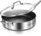 LOLYKITCH 5.5 L Hybrid Tri-Ply Stainless Steel Non-Stick Sauté Pan with Lid,30 CM Deep Frying Pan,Jumbo Cooker,Oven Safe and Detachable Ergonomic Handle