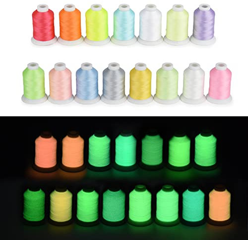 Simthread Leuchten im Dunkeln Stickgarn, 15 Farben/pack - für Babylock Janome Singer W6 N Stickereimaschine 550 yards