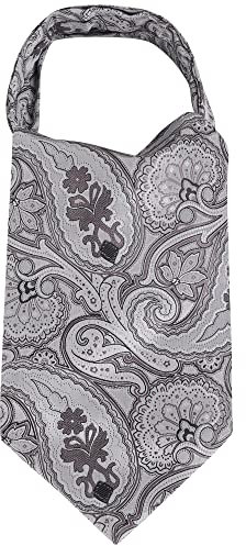 WANYING Herren Krawattenschal Ascotkrawatte Schal Cravat Ties Retro Schick für Gentleman - Paisley Grau
