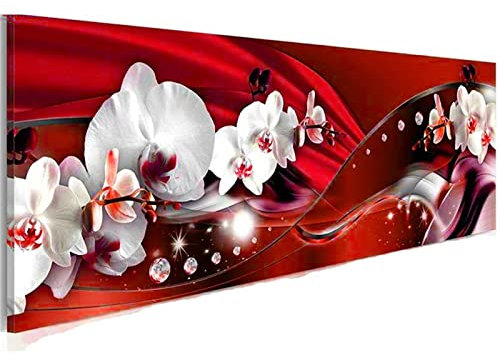 Cekog Diamond Painting Set, Lilie DIY 5D Diamant Painting Bilder Full Groß Kristall Strass Stickerei Diamant Malerei Kits für Wohnzimmer Schlafzimmer Büro Wand Dekoration Round Drill 60x120cm