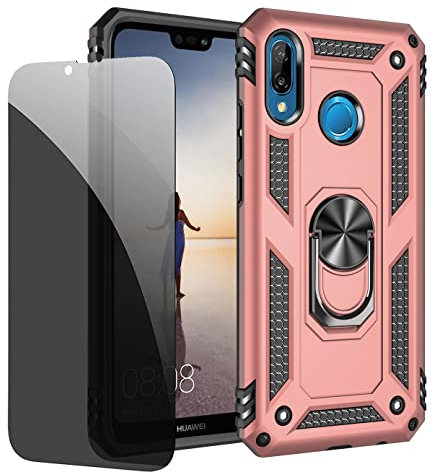 JOYTAG Cover Huawei P20 Lite Oro Rosa Custodia Protettiva con Protezione Schermo in Vetro Privacy Anti-Spia