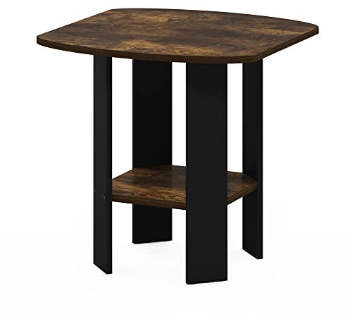 Furinno Design Simple Table d'Appoint de Chevet avec Tiroir Poubelle, Pin Ambré/Noir