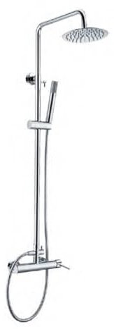 Mice BDYS045 Ensemble colonne de douche monocommande avec barre extensible 95-125 cm - Barre de douche avec pommeau et poignée - Robinetterie de salle de bain couleur chrome