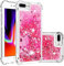 IMEIKONST Compatible with iPhone 8 Plus / 7 Plus Glitter Case, Liquid Sparkle Quicksand Clear Transparent Sequin Slim TPU Bumper Silicone Shockproof Cover for iPhone 6S Plus / 6 Plus. Love Pink YBW