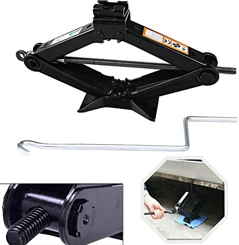 Scissor Jack 2 Ton for Cars, Portable Tire Changing Tool Heavy Duty Black Steel Car Jack with Crank Handle for Toyota Sienna/Camry/Avalon/Prius/Corolla/Avensis/Yaris/LandCruiser/Hilux/Corsa/Highlander