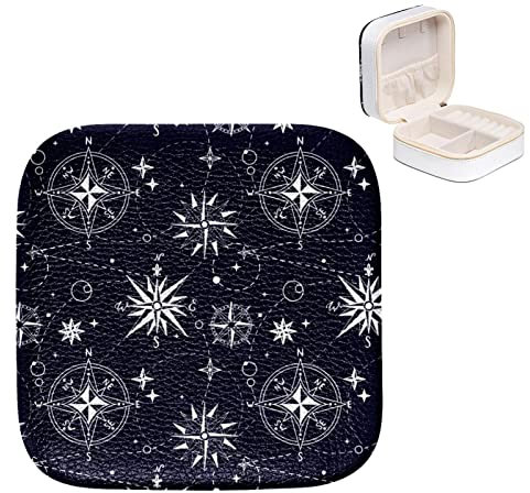 Jewelry Boxes PU Leather Small Jewelry Travel Case Compass Wind Rose