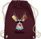 Turnbeutel Rucksack - Kompatibel - Oktoberfest Hirsch mit Brezl und Bier - Unisize - Bordeauxrot - oktoberfest-tasche trachten turnbuetel trachtenrucksack bayrisch ruckack trachtenrucksäcke