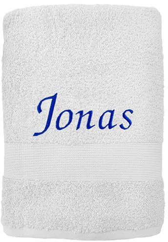 KDO MAGIC - Handtuch personalisiert - Bestickte Serviette mit einem Namen - 100% Baumwolle - Geschenkidee zum Geburtstag, Muttertag, Weihnachten (70 x 130 cm, Weiß)
