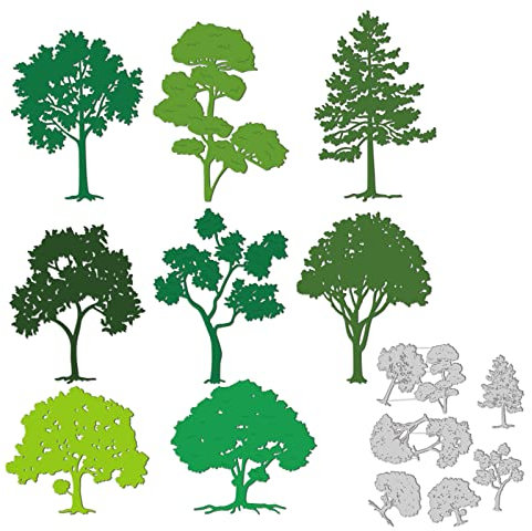 GLOBLELAND Baum Silhouette Metall Stanzschablone Pflanzen Papierpräge Stanzschablonen Set Stanzformen für Kartenherstellung DIY Papier Scrapbooking Handgefertigtes Fotoalbum