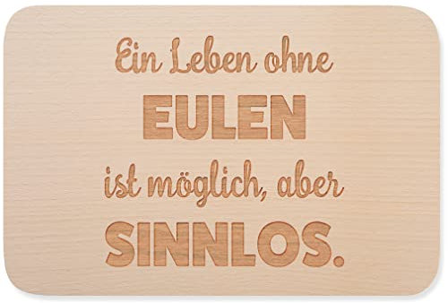 JUNIWORDS Frühstücksbrettchen, Ein Leben ohne Eulen ist möglich, aber sinnlos, Holzbrett Frühstücksbrett Holzbrettchen (1009748)