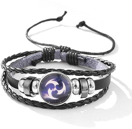 Genshin Impact-Armband, 7er-Pack, leuchtendes Armband, leuchtende Element-Armbänder, die im Dunkeln leuchten, Gottesauge-Zeit-Edelstein-Armband aus Feuer, EIS, Wind, Gras, Fels, Donner, Wasser