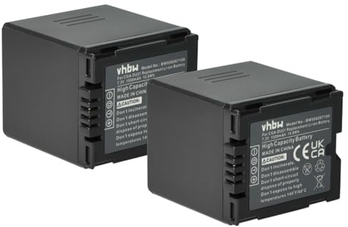 2 x vhbw Akku Set 1500mAh kompatibel mit Camcorder Kamera ersetzt Panasonic CGA-DU07, CGA-DU12, CGA-DU14, CGA-DU21, CGR-DU06VW, VBD070VW, VBD140VW, VBD210