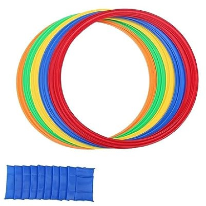 huiouer Ensemble de cerceaux colorés Multicolore pour sports d'intérieur, entraînement physique, cerceaux de saut familiaux, jouet d'activité pour enfants, cadeau pour enfants, jouet physique
