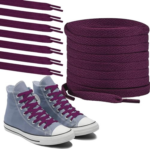 Polly Online 1 paio di lacci per scarpe da ginnastica, piatti da ginnastica, 8 mm di larghezza, lacci piatti per scarpe da ginnastica da corsa atletica, scarpe da ginnastica e stivali, Viola Scuro 9,