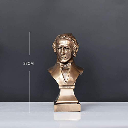 PacuM Kopfstatuen aus Kunstharz, Chopin-Büstenskulpturen, Klassische griechische Sammlerfiguren, Desktop-Wohndekor-Ornamente für Menschen, die Musik mögen C 28 x 13 x 9,5 cm (11 x 5 x 4 Zoll) Neuh