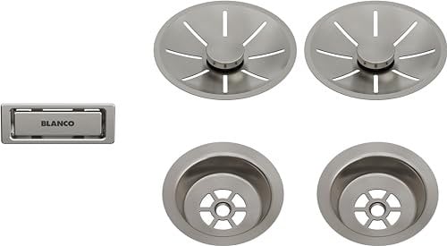 BLANCO Ablauf- und Überlaufset für Doppelbecken | satin platinum