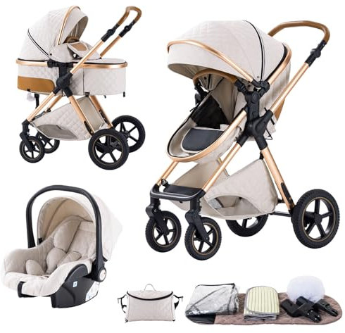 BEBBY passeggino trio, combinazione passeggino 3 in 1 passeggino cittadino con passeggino passeggino portatile con neonato passeggino pieghevole di lusso con passeggino ad alta vista