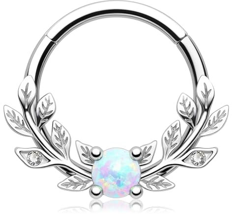 Melighting Knorpel Ohrring Opal Septum Ring 16G Daith Ohrring 316L Edelstahl Helix Ohrringe Vine Conch Piercing Schmuck für Frauen Männer, 8 mm, Edelstahl