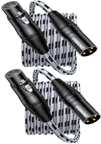 SNANSHI XLR Kabel 2 m, 2er-Pack Mikrofonkabel, doppelte Abschirmung, vergoldete Kontakte, Nylongeflecht, kompatibel mit Shure SM7B und SM58