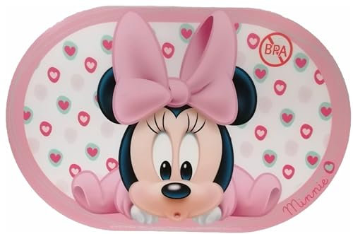 ALMACENESADAN, 5121, Set de Table réutilisable, Dimensions 43 x 29 cm, Produit en Plastique, Souple, sous Licence (Minnie Baby Oval)