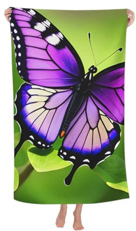 XULLZH Farfalla Viola Stampa Microfibra Quick Dry Asciugamano da Mare per Adulti Assorbente Asciugamani da Bagno
