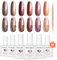 Modelones Hema Free Brown Gel Nail Polish Set, 6 Colors Orange Burgundy Red Nail Drawing Swirl Shell Thread Effect Gel Polish Kit Soak Off Led Manicure Nail Art DIY Gifts
