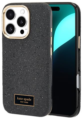kate spade new york iPhone 16 Pro Case - Compatible with MagSafe - Designer Phone Case - Crystal Pave Nightfall