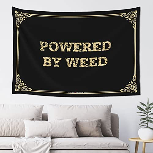 Garagendekoration für Männer, Powered by Weed, Tapisserie-Bar für Männerhöhle, Wandteppich, ästhetisch (100 x 150 cm)