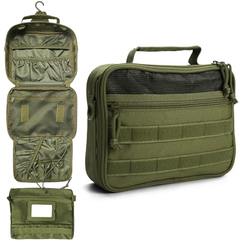 SMONT Kulturbeutel für Herren, Reise-Kulturbeutel, Organizer, Toilettenartikel, Reisetasche, Rasier-Hygiene-Tasche, Khaki, 9.5x7.9x2.7 inches, Reise-Kulturbeutel für Herren