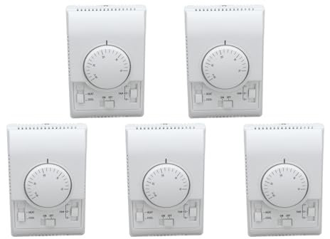 5 Stück Zentraler Klimaanlagen-Thermostat, Ventilatorkonvektor-Temperaturregler, 2-Wege-mechanischer Steuerschalter für Gewerbliche Zivilgebäude, Terminal-Motor-Wasserventil